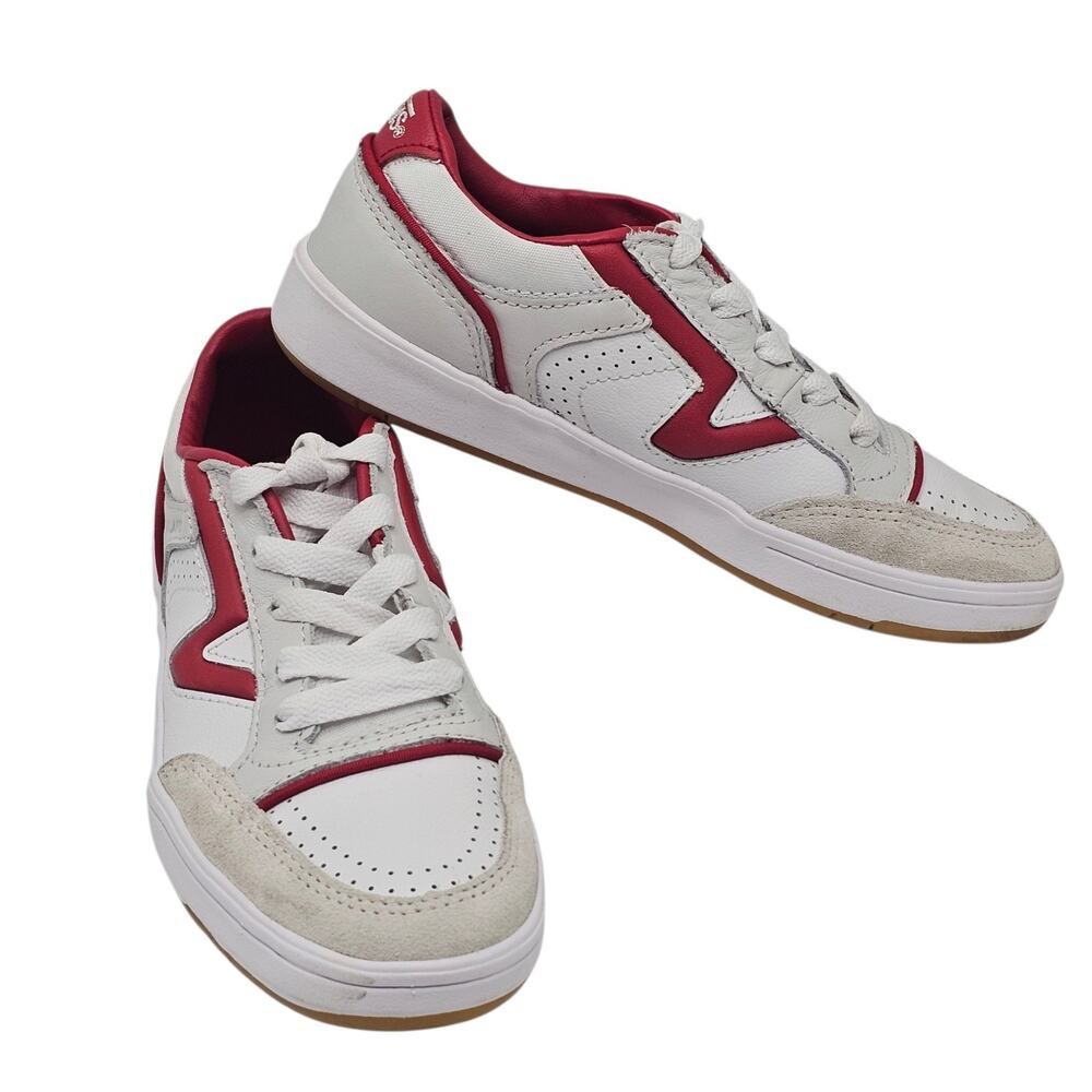 Vans Lowland CC 'White Court Red' Leather Sneakers Womens 6 Mens 4.5 Retro Lo